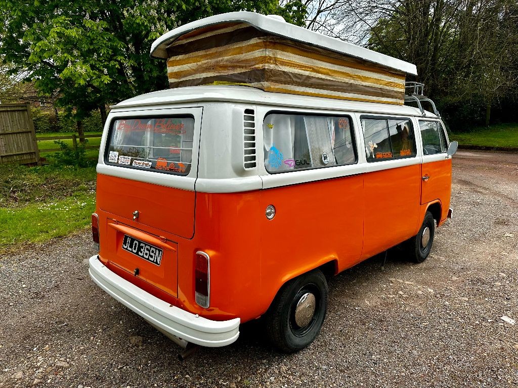 Orange Type2 Vw Rear 1975 VW type 2 bay window Devon Caravette with contemporary interior ...